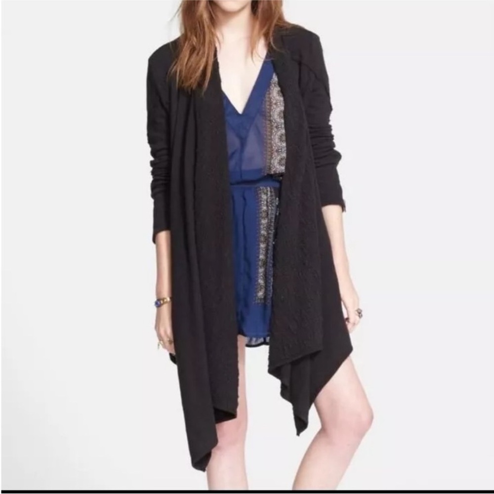 Free People Black Cardigan Sweater with Open Front
